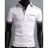 Polo élégant Turn-Down Collar Color Block Purfled design à manches courtes T-shirt - Blanc 2XL