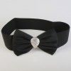 Chic Rhinestone Water Drop Shape and Bow Decorated Women's Elastic Waistband - Noir 