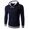 Slim Fit Color Block Thicken Pullover Hoodie For Men - Cadetblue L