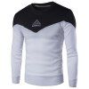 Round Neck Triangle and Letter Embroidered Spliced Long Sleeve Men's Sweatshirt - Noir 2XL