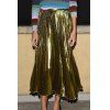 Stylish High Waist A-Line Metal Ombre Pleated Women's Skirt - GINGER L