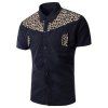Casual Turn Down Collar imprimé léopard manches courtes T-shirt pour les hommes - Cadetblue M