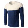 Slim Fit Pullover Color Block Round Collar Sweater For Men - Cadetblue XL