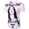 3D Sexy Beauty Letters Print Round Neck Short Sleeves Men's Slim Fit T-Shirt - Blanc S