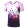 Colorful Starry Sky Letters Pattern Round Neck Short Sleeves Men's 3D Printed T-Shirt - multicolore S
