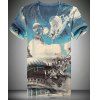 V-Neck 3D Abstract Building Printed Short Sleeve Men's T-Shirt - multicolore 2XL