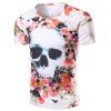 Nouveau style col rond 3D Crânes et imprimé floral manches courtes pour hommes Slim Fit T-Shirt - multicolore M