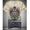 V-Neck 3D Dragon et T-shirt Thorns imprimé à manches courtes hommes - multicolore M