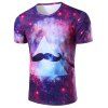 3D Colorful Starry Sky Beard Print Round Neck Short Sleeves Men's T-Shirt - multicolore M