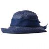 Elegant Folding Bowknot Embellished UV Proof Straw Plaited Sun Hat - Cadetblue 