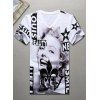 V-Neck 3D Beauty Girl and Letters Printed Short Sleeve Men's T-Shirt - Blanc XL
