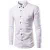 Casual Shirt Collar Trident Print Long Sleeves Men's Slimming Button-Down Shirt - Blanc S