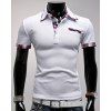 T-shirt Polo Homme avec Joint à Carreaux à Col Rabattu à Manches Courtes - Blanc XL