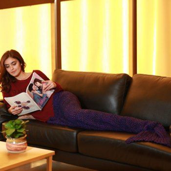 

Stylish Artist Playfully Redesigns Cozy Blankets As Crocheted Mermaid Tails, Purple