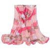 Chic Hemming Wide Striped and World Map Printing Voile Scarf For Women - Rose 