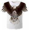 Mode col rond 3D aigle Imprimer manches courtes minceur T-shirt - Blanc M