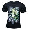 T-shirt col rond Motif 3D Skeleton élégant hommes à manches courtes - Noir L