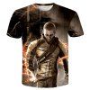 New Style Round Neck 3D Warrior Print Short Sleeves Men's Slim Fit T-Shirt - multicolore L