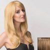 Attractive long Inclined capless perruque de cheveux humains Bang'S Shaggy Wavy femmes - Brun Avec Blonde 
