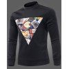 Casual Round Neck Printed Triangle Pattern Long Sleeve Men's Sweatshirt - Noir M
