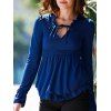 Blouse à Col Plongeant à Manches Longues évasées en Couleur Solide à Taille élastique Pour Femme - Bleu L