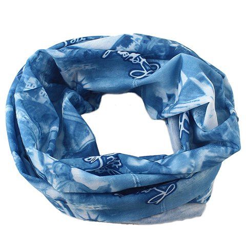 

Stylish Building Letter People Pattern Men's Scarf, Blue