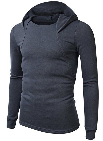 Hooded solide Hoodie Couleur manches longues hommes Simple - Cadetblue XL