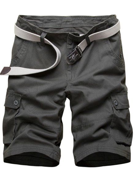 Modish Straight Leg Stereo Pockets Zipper Fly Men's Shorts - Vert Armée 38
