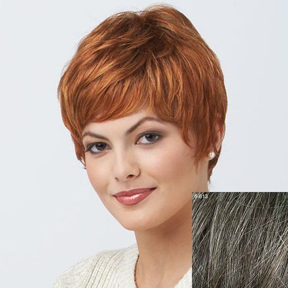 Perruque de Cheveux Humain Elégante Bouclée Pour Femme - 6/613 Brown Foncé avec Gris 