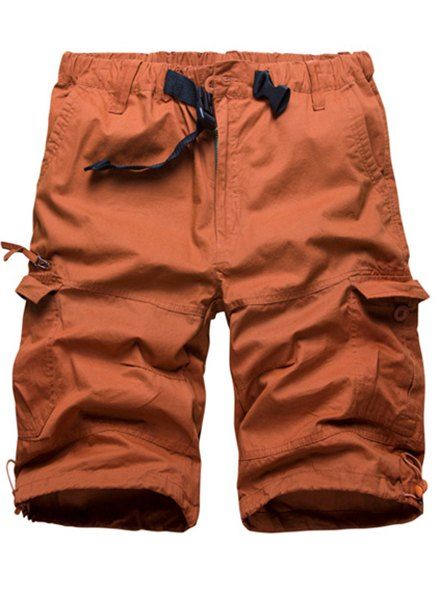 Shorts Modish élastique Hem Flap Pocket Zipper Fly Hommes - Rouge 36