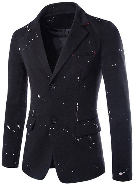 

Splatter Paint Design Flap Pocket Blazer, Black