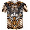 Col rond 3D géométrique Eagle T-shirt de chèvre imprimé à manches courtes hommes - multicolore XL