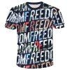T-shirt col rond 3D Lettres Imprimé à manches courtes hommes - multicolore M