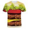 Hot Sale Round Neck 3D Hamburger Print Men's Short Sleeves T-Shirt - multicolore L