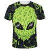 Green Skulls Print Round Neck Short Sleeves Men's 3D T-Shirt - multicolore XL