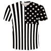 Col rond 3D Stripe et T-shirt de star imprimé à manches courtes hommes - Blanc et Noir M