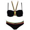 Bikini Set élégant Halter Strappy crochet Backless Underwire femmes - Noir L