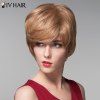 Elégant capless court Fluffy naturel Vague Noble Side Bang perruque de cheveux humains pour les femmes - Brun Avec Blonde 