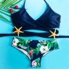 Sexy Halter Criss-Cross imprimé floral Ensemble bikini de la femme - Noir L