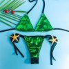 Chic Halter Self-Tied pailletée Triangle Bikini pour les femmes - Vert L