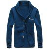 Tournez-Down boutonnage simple Sweatshirt Col Patch Pocket manches longues hommes - Bleu L