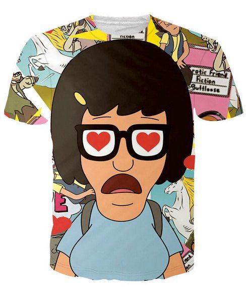 Pullover Fashion Round Collar Cartoon Man Printing T-Shirt For Men - multicolore XL