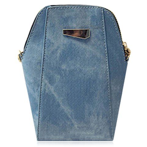 Trendy Solid Colour and PU Leather Design Shoulder Bag For Women - Bleu 
