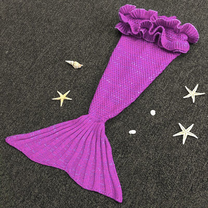 

Sweet Hand Knitting Mermaid Design Baby Sleeping Bag Blanket, Purple