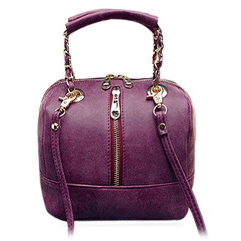 Stylish Solid Colour and Zippers Design Women's Tote Bag - Violacé rouge 