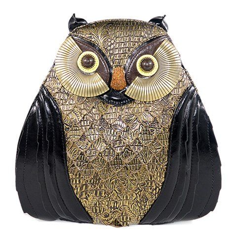 Retro Owl Shape and Color Matching Design Women's Satchel - Noir 
