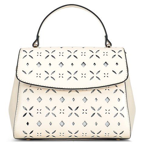 Stylish PU Leather and Engraving Design Women's Tote Bag - Blanc Cassé 