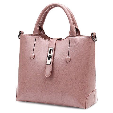 Trendy PU Leather and Buttons Design Women's Tote Bag - Rose 