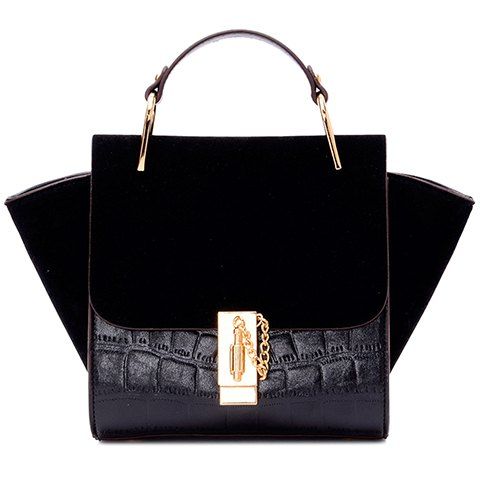 Stylish Embossing and Splicing Design Women's Tote Bag - BLACK 