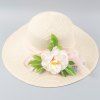 Chic pivoine forme des feuilles et chapeau de paille de dentelle embellies femmes - Blanc Cassé 